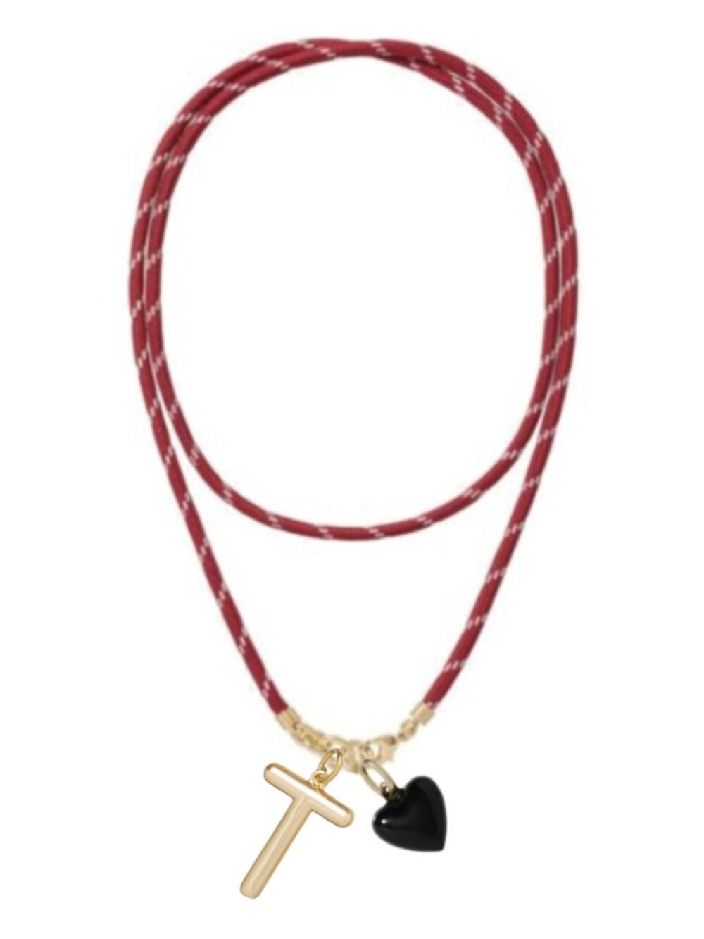 Roxanne Assoulin The Happy Cord Long Big Initial & Heart Necklace Burgundy/Black